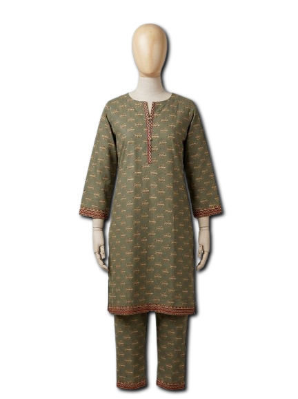 Girls’ 2-Piece Sage Green Geometric