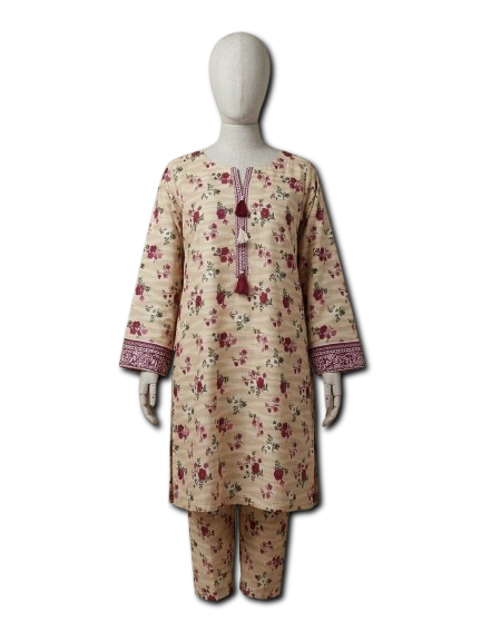 Girls’ 2-Piece Beige Floral Suit