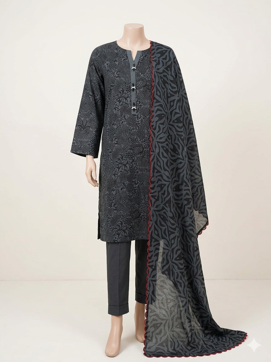 3PC-Lawn Suit Shirt with Trouser