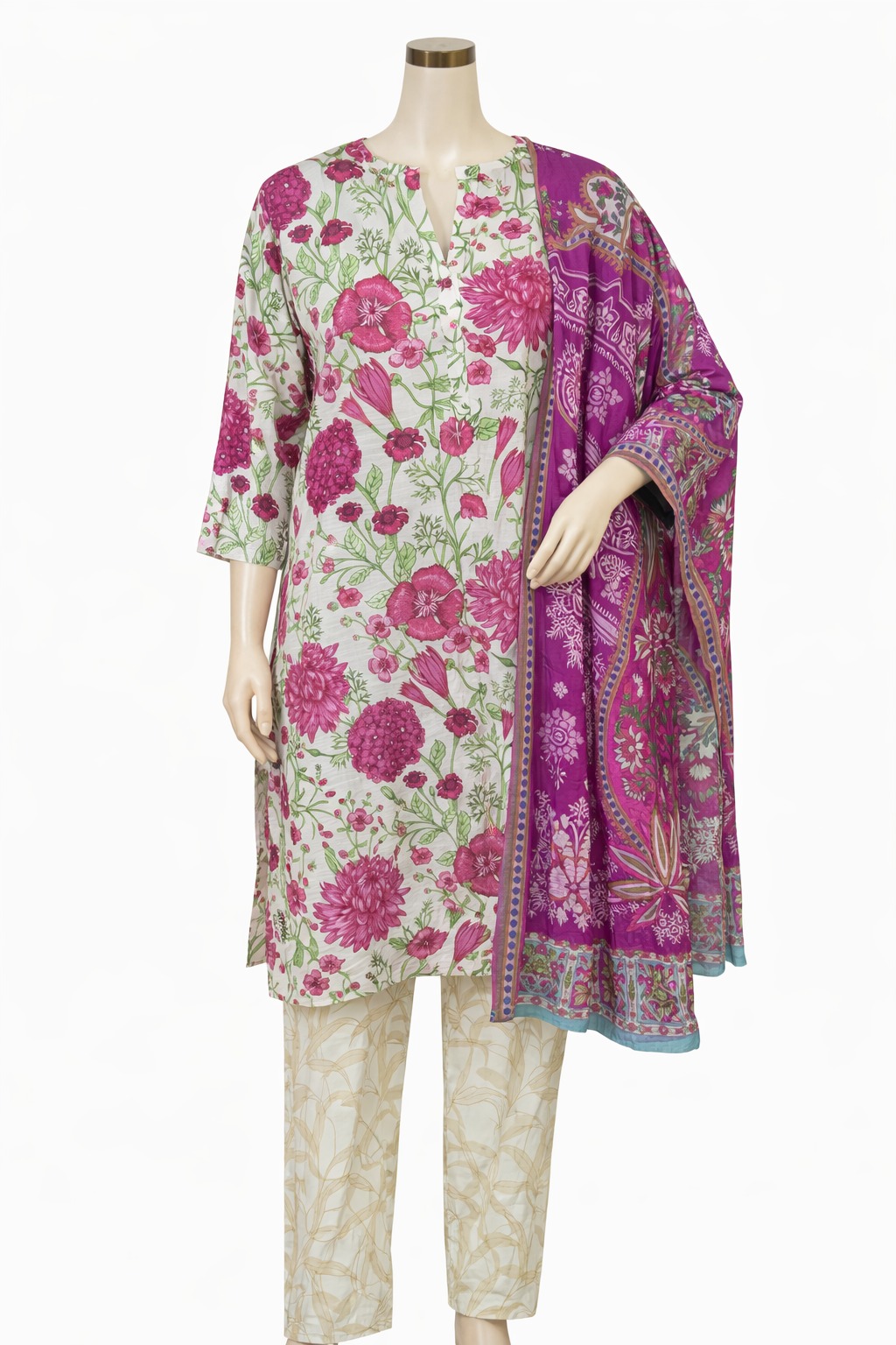 3PC-Lawn Suit Shirt with Trouser